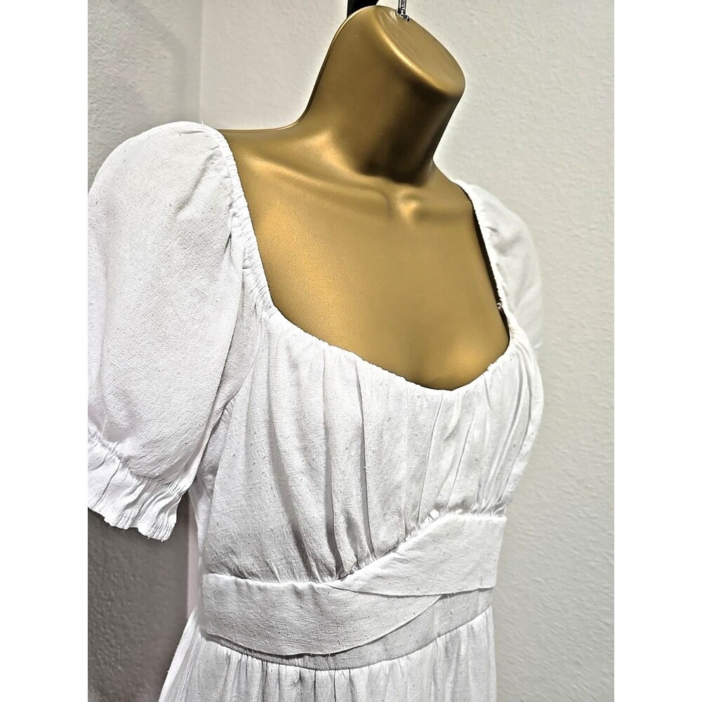 Y2K Trixxi Tiered Puff Sleeve Babydoll Dress Medium White Grad Shower Sorority